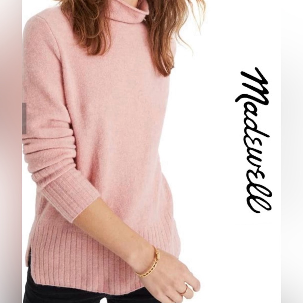 Madewell‎ Women’s Lg Pink Wool Blend Inland Turtleneck Sweater in Coziest Yarn